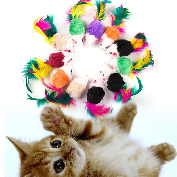 Cat stick Toys 2 Inch Funny Cat training Mouse Simulation Color Tail Mouse Toy Pet Supplies Wear And Bite Resistance