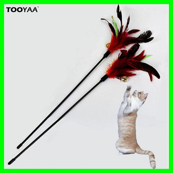 Colorful Feather Pet Cat Toys With Bells Cat Teaser Wand Toys Pet Dog Cat Feather Playing Toys with Small Bells Pet Products Supplier