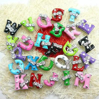 Wholesale 130pcs 8mm A-Z Enamel bowknot slide letters DIY accessories fit 8mm bracelet free shipping