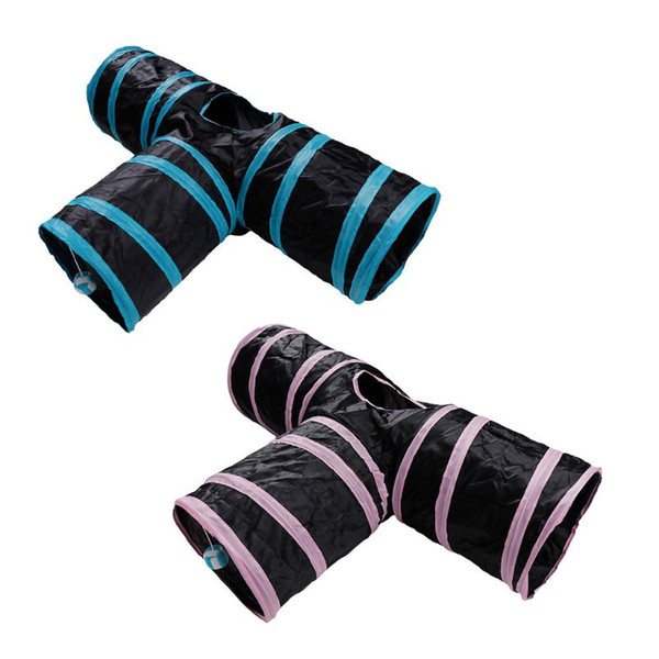 New Pet Tunnel 3 Way Cat Puppy Toys Collapsible Folding Outdoor Portable Small Pets Kitten Funny Play Interactive Hamster Squirr