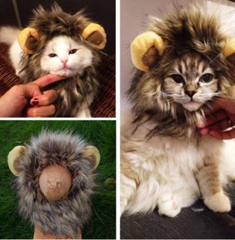 Wholesales Free shipping 2019 Cute Pet Costume Cosplay Lion Mane Wig Cap Hat for Cat Halloween Xmas Clot