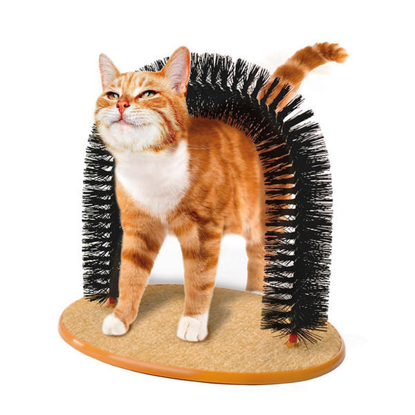 Newest Arch Pet Cat Self Groomer Brush Massager With Round Fleece Base Cat dog Toy Brush Pets Toys Purrfect Scratching Devices WX9-54