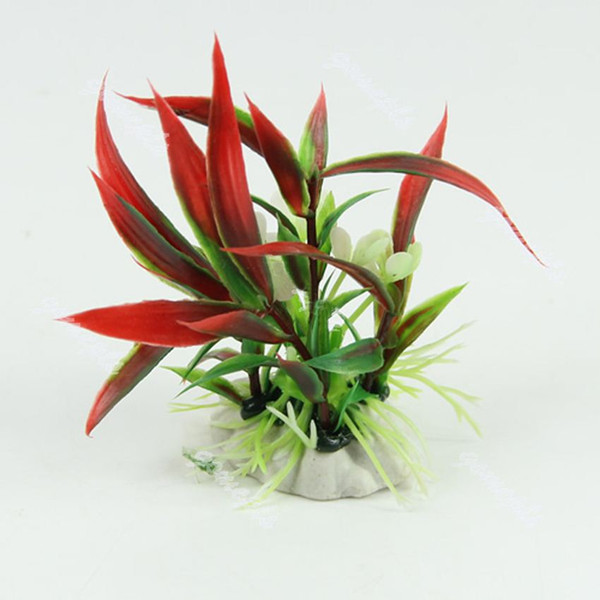 Aquarium Fish Tank Landscape Ornament Decor Red Artificial Plastic Decoration Water Plant Accessories