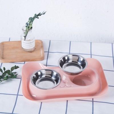 Double Dog Cat Bowls Stainless Steel Pet Bowls Spill Proof Food Water Feeder No Spill for small animals