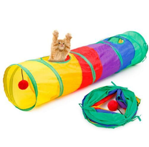 Funny Pet Tunnel Cat Play Tunnel Colorful Foldable 2 Holes Cats Tunnel Kitten Cat Toy Bulk Cat Toys Rabbit Play Toys