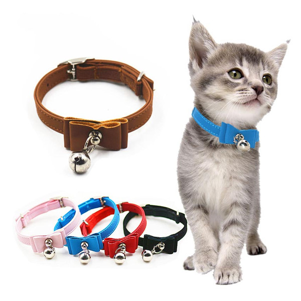 Puppy Dogs Cat Collar Kitten Pet Safety Bow Tie Bell Collars Little Cats Neck 6 Colors Nice Velvet Bowtie Pet Dogs Cats Supplier