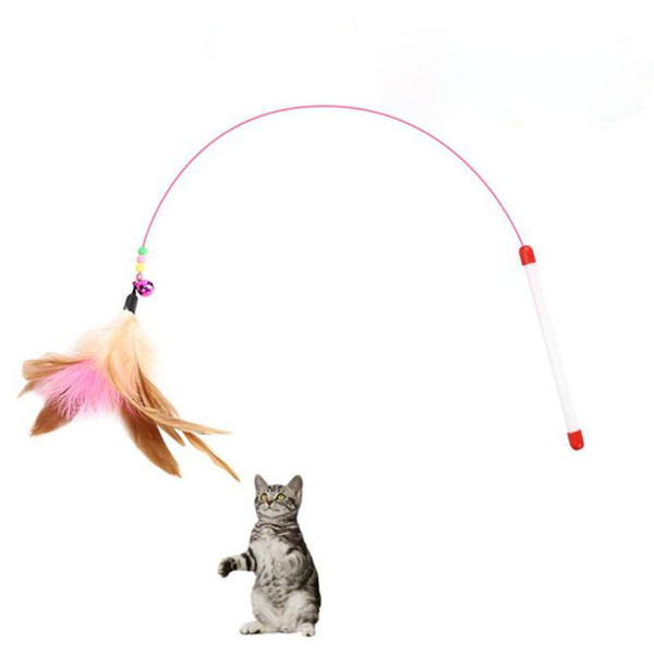 Cat Teaser Cute Design Bird Feather Sticks Toys Cats Funny Toy Toughness With Colorful Bells Pet Supplies Wand For Kitten Play