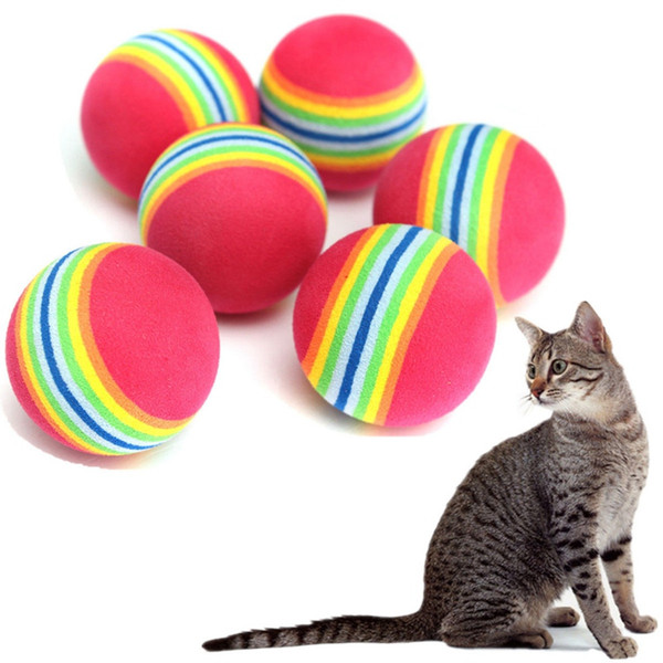 6pcs 3.5cm Cat Rainbow Play Ball Pet Dog Puppy Supper Q Coloured Soft Foam Rainbow Chew Chase Bolls Pet Toys