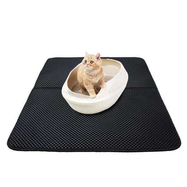 S M L Double Layer Cat Litter Mat EVA Double-Layer Cat Litter Trapper Mats with Waterproof Bottom Layer kattenmand Black Cat Bed