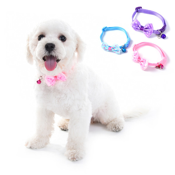 New Breakaway Cat Dog Pet Collar Bell Dot Bow Butterfly Knot Cat Collar Adjustable Buckle Necklace Puppy Dog Collar Pet Supplies