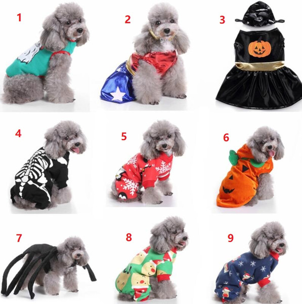 Halloween Christmas Dogs Cats Costumes Witch Spider Cosplay Pets Apparel Winter Warm Clothing for Halloween Christmas Supplies