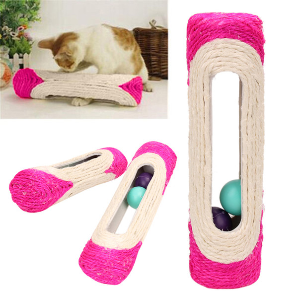 1 Pcs Animal Supplies Pet Cat Kitten Kitty Toy Long Rolling Scratching Toys Ball Sisal Scratch Post Trapped Ball Training Tool