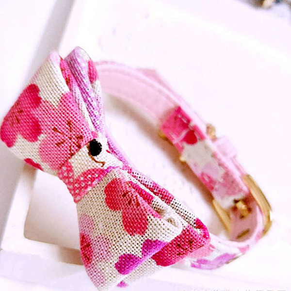 Pet Cats Dogs Collar Japanese Style Adjustable Cherry Blossom Printed Bow Tie Necktie Kitten Cat Accessories ZA5415