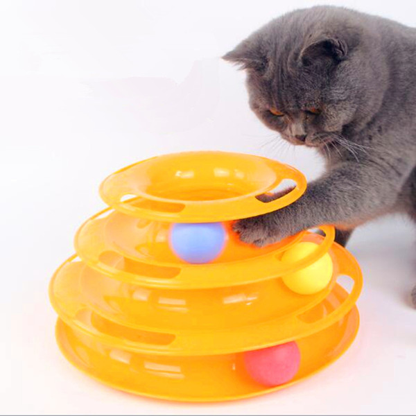 Tower of Tracks Funny Cat Toy Tower of Tracks Pet Toy 3 Level with the Balls Pet Amusement Pet Interactive Board Game Exercise Toys