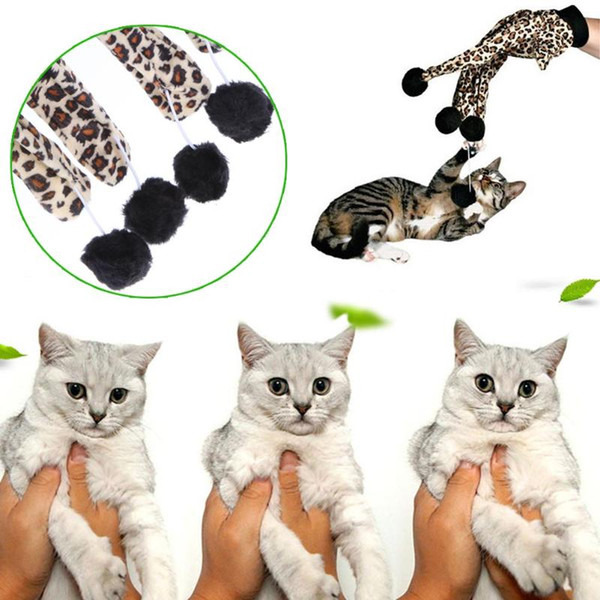 Cat Toys Scratcher Leopard Glove with Balls Teaser Playing Toy for Cats Kitten Interactive Funny Pet Toys Products AMI-146