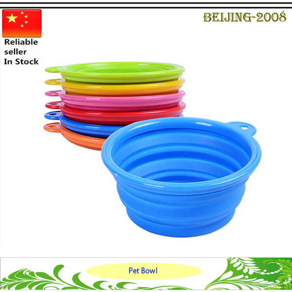 Portable Fashion Pet Silicone Collapsible Feeding Feed Water Feeders Foldable Dog Cat Travel Food Bowls Dish 6 colors