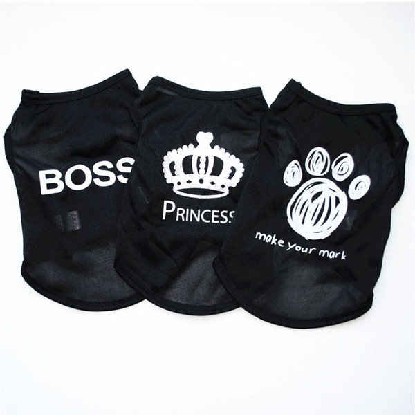 Pet Clothing Fashion Puppy Small Dog Cat Vest T Shirt Summer Polyester Clothes for All Sized Cats Little Dogs BOSS PRINCESS