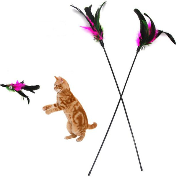 200pcs/lot 50cm Long Feather Cat Play Rod Funny Teaser Toys Cat's Play Stick Kitten Jumping Train Aid Pet Products SN1020