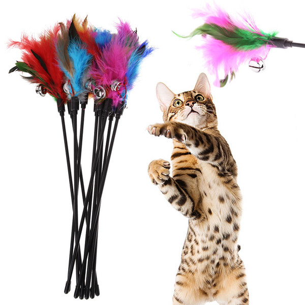 5Pcs Cat Toys Soft Colorful Cat Feather Bell Rod Toy for Cat Kitten Funny Playing Interactive Toy Pet Supplies