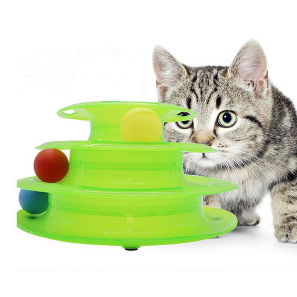 Creative Pet Cat Toys Luxury Cat Interactive Training Amusement Plates Trilaminar Crazy Pet Cat Ball Disks for Play Activity Games