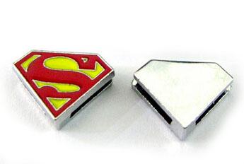 (20 , 50)PCS/lot 8MM super man Slide Charms DIY Alloy Accessories Fit For 8mm Wristband Keychains Fashion Jewelrys