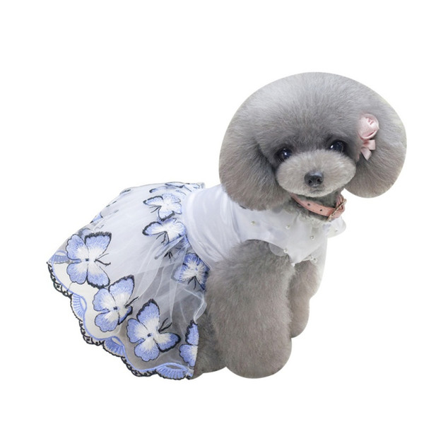 Dog Dress Butterfly Printed Mesh Tulle Tutu Wedding Dresses Skirt Spring Summer Clothing Dress For Dogs