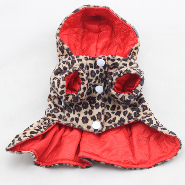 Pets Dogs Leopard Pattern Tutu Coat Dress Puppy Hoodies Both Sides Wear Dog Clothes