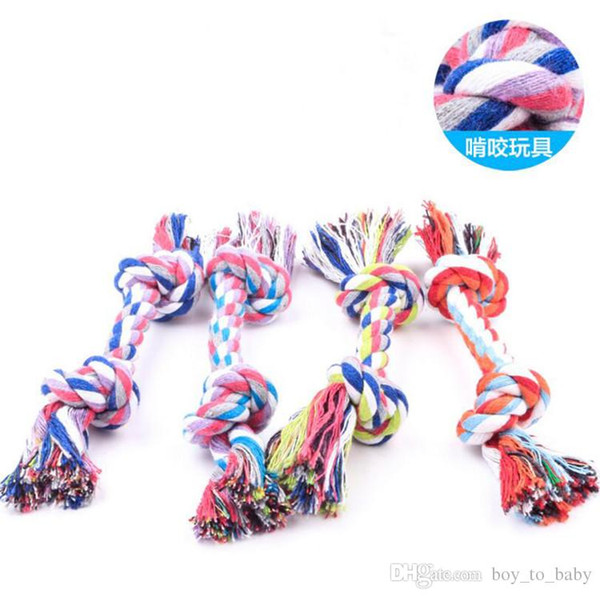 Fun Pet Chew Knot Toy Cotton Braided Bone Rope Color Puppy Dog Cotton Rope Trumpet Chew Knot