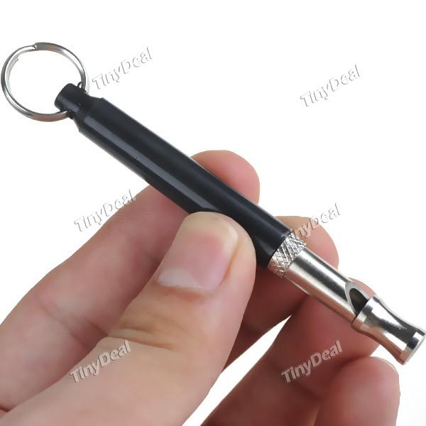 Black & Silver Nickel Plated Ultrasonic Whistle Whistling Tube with Key Ring Dog Training Gadget Large Size 00705