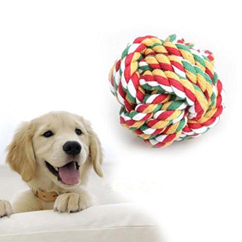 Funny Pet Puppy Cat Dog Cotton Rope Braided Knot Ball Chew Playing Fetch Toy Random Color 00974