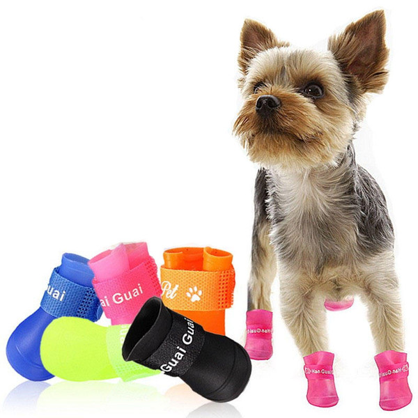 4Pcs Pet Dog Raining Shoes Waterproof Pet Shoes for Dog Puppy Colorful Rubber Boots Portable Durable Puppy Shoes Pet Suppliers X359