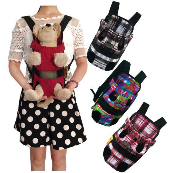 Pet Carrier Bag Colorful Strip Pattern Pet Dogs Legs Out Front Backpack Travel Carrier Bags