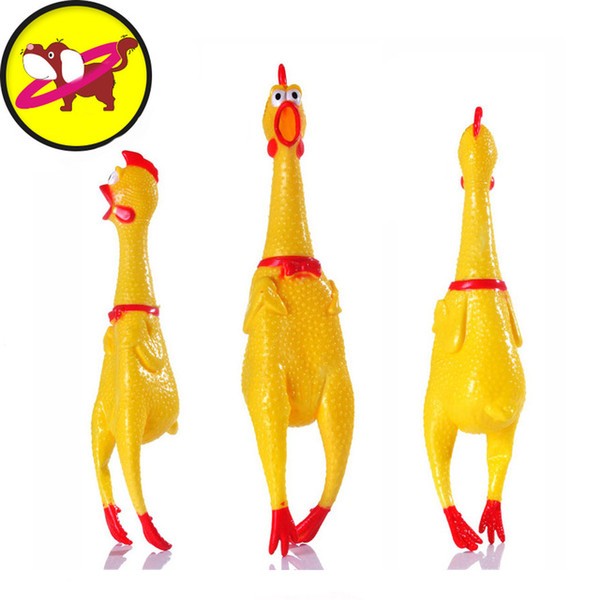 Funny Dog Toys Rooster Crows Attract Puppy Dog and Cat Pet Squeak Toys Screaming Rubber Chicken Size S-L