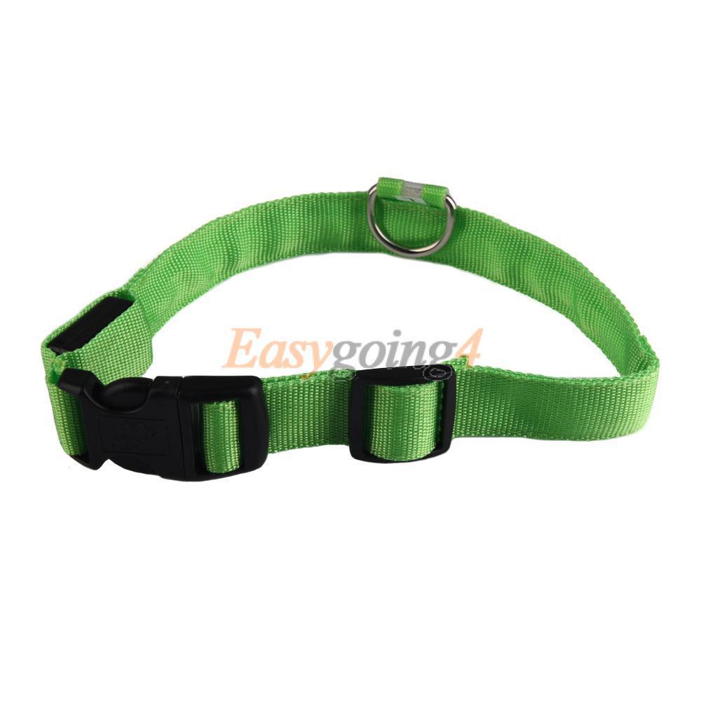 EA14 2.5cm LED Dog Pet Night Safety Collar Flashing Light Up Collar Green M