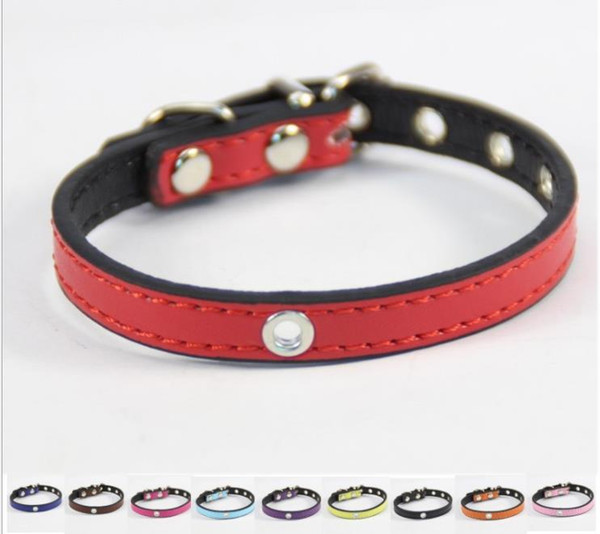 Pure color Pet Supplies collars DIY Hollow design PU small dog cat collar top quanlity J22