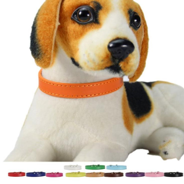 Dog Supplies collars PU Leather Personalized Plain Skin Pet Collar For Dog or Cats With 10MM Slide Bar For 10mm slide letters J17