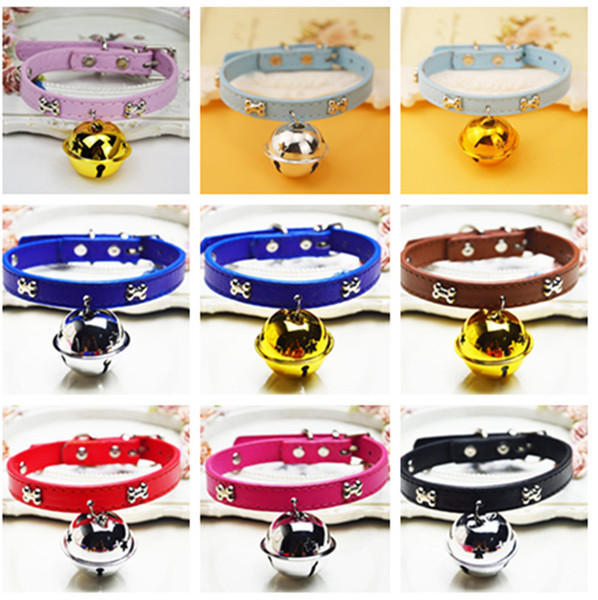 Dog Collars & Leashes Pet Products Leather Collars For Dogs Belt Wholesale Pet Collars Super Bell Collar Dog Cat a829