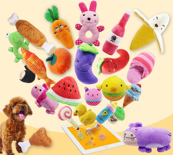 Dog Toys Pet Puppy Chew Squeaker Squeaky Plush Sound Cute Fruit Vegetable Designs Toys Pet products a827