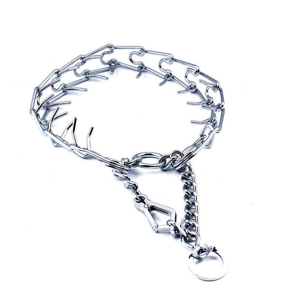 Chrome Plated Pinch Dog Collar Prong Dogs Training Choke Chain Dog Training Necklace Rubber Tips Guardian Pitbull Necklace