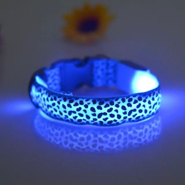 Sexy Leopard printed design dog pets safety collar led lights flashing led dog cat collar dog collars leashes