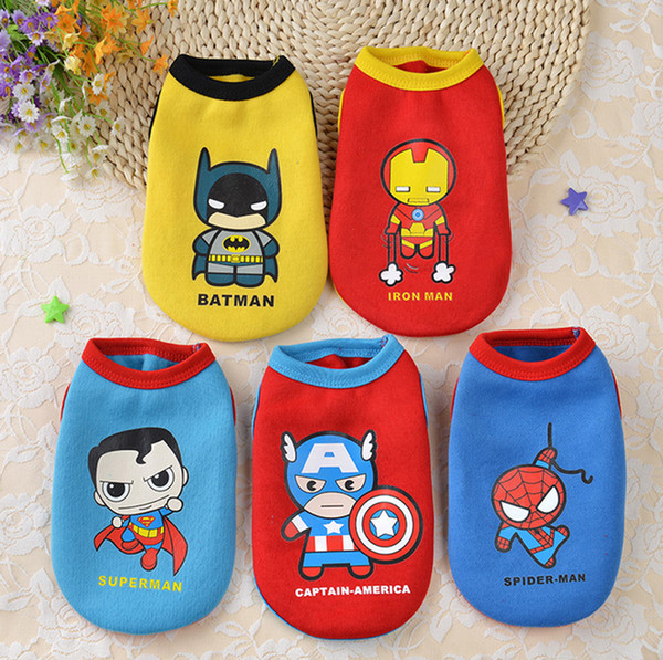 Small Dog Clothes Winter The Avengers Batman Ironman Superman Spiderman Captain Ameriaca Cotton Vest for Pet Teddy Small Dog T Shirt