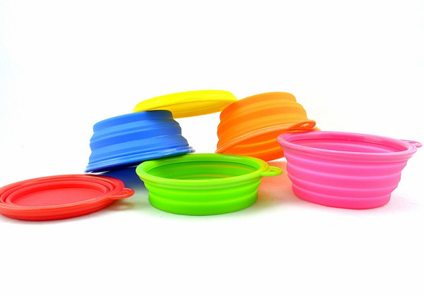 Portable Pet Dog Cat Fashion Silicone Collapsible Feeding Feed Water Feeders Foldable Travel Food Bowls Dish