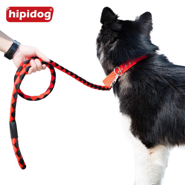 Hipidog Reflective Dog Collar Leash and Harness Set, Adjustable Harness Leash Heavy Duty Reflective Dog Lead for Pets Walking