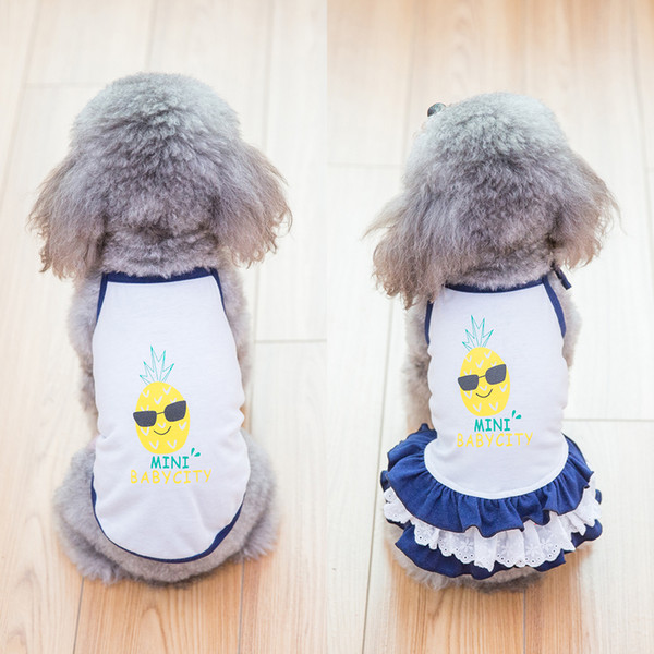 Hipidog Cute Pet Dog Cat Camisole Princess Dress T-shirt Spring Summer Vest Clothes for Small Dogs Teddy Yorkshire Chihuahua