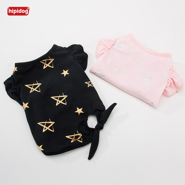 Hipidog Breathable Flying Sleeve Cotton Fashion Cute Bowknot Strap Pet Dog Cat Vest Shirt Clothes Spring Summer Costumes Apparel