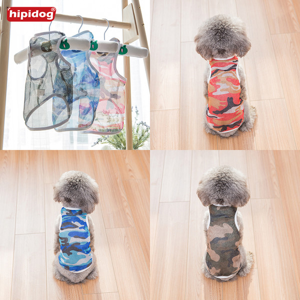 Hipidog Dog Camouflage Mesh Breathable Vest Pet Summer Sleeveless Shirt Sportswear Clothes for Chihuahua Teddy Bichon Small Dog