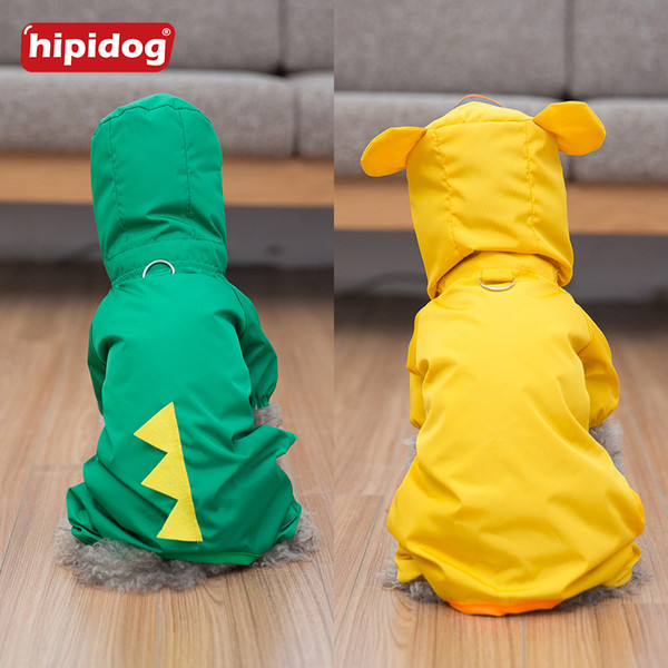 Hipidog Pet Animal Style Raincoat Dog Cat Clothes Puppy Costume Waterproof Rain Coat Jacket Small Dogs Kitten Schnauzer Teddy