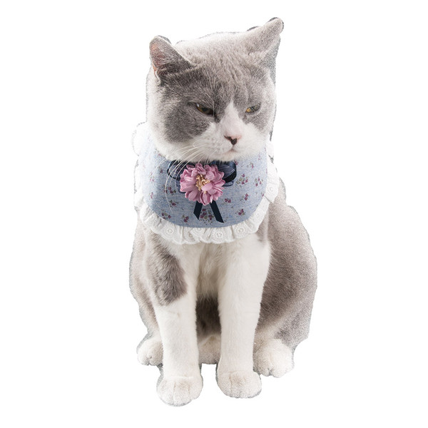 Hipidog Dogs Cats Triangular Bandage Floral Design Collar with Cute Lace Neck Accessories for Pet Grooming Accessories Supplies