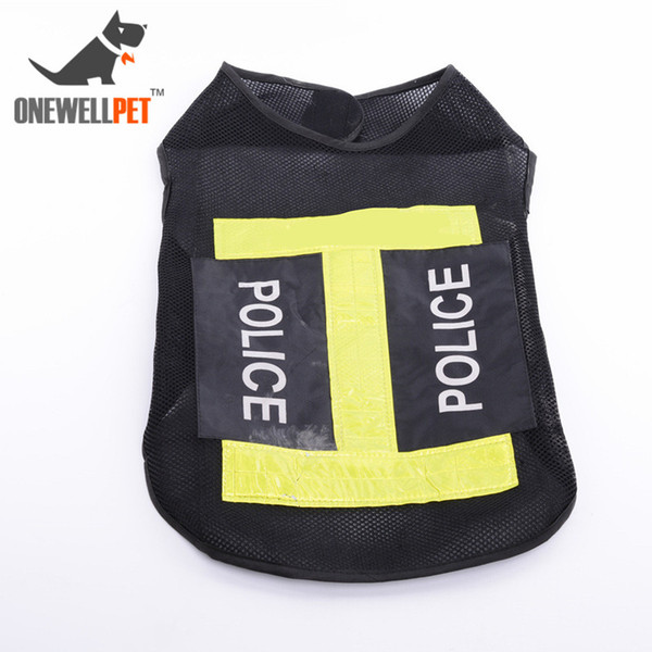 Onewellpet Brand Reflective Mesh Black Vest With Police Logo Is Suitable For Dobermann And Other Large Pet Dogs