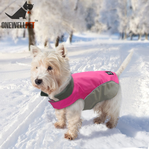 Two Colors Optional Onewellpet Brand Cotton Material With Plush Coat With Waterproof Cloth And Buttons For The Small Dogs